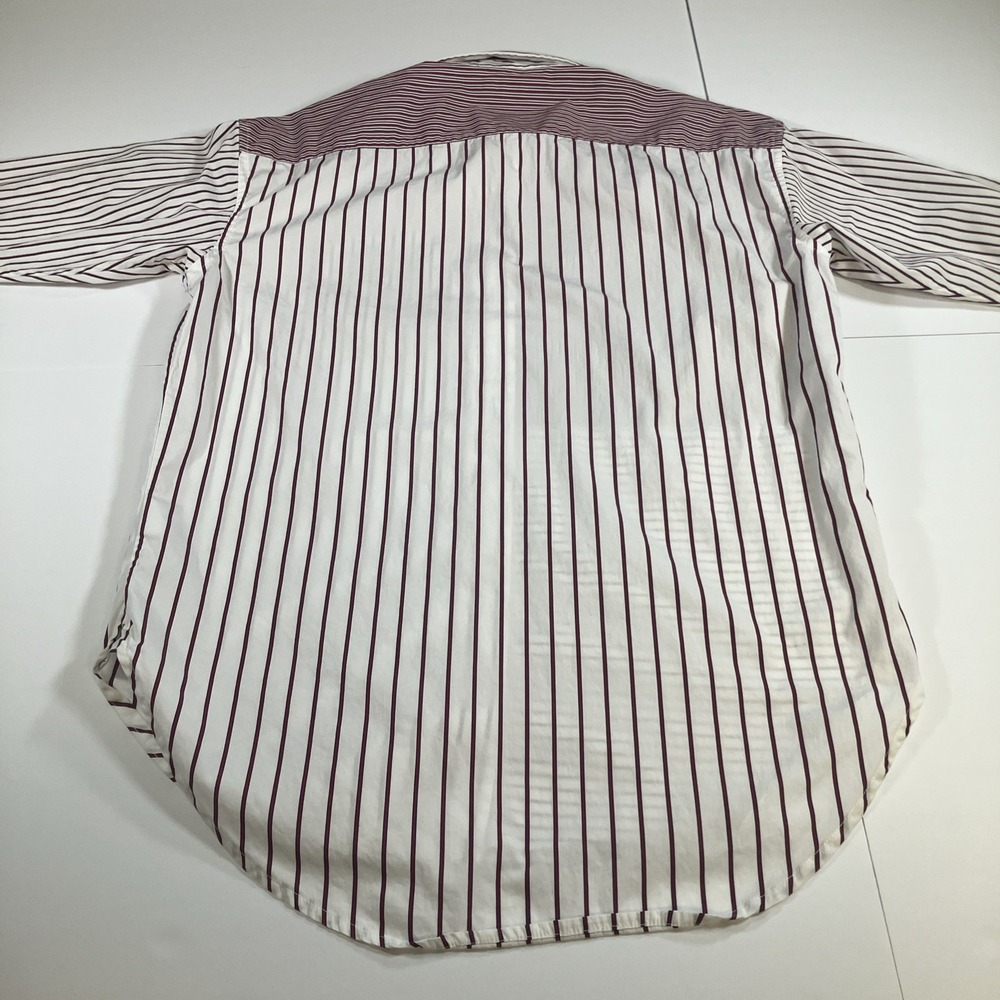 Lauren Ralph Lauren Red Striped Patchwork Long Sleeve Blouse Shirt Womens Medium - Picture 8 of 16